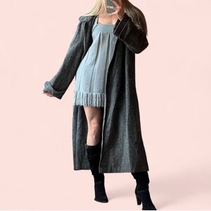 Stylish Gray Long Coat and Dress Set